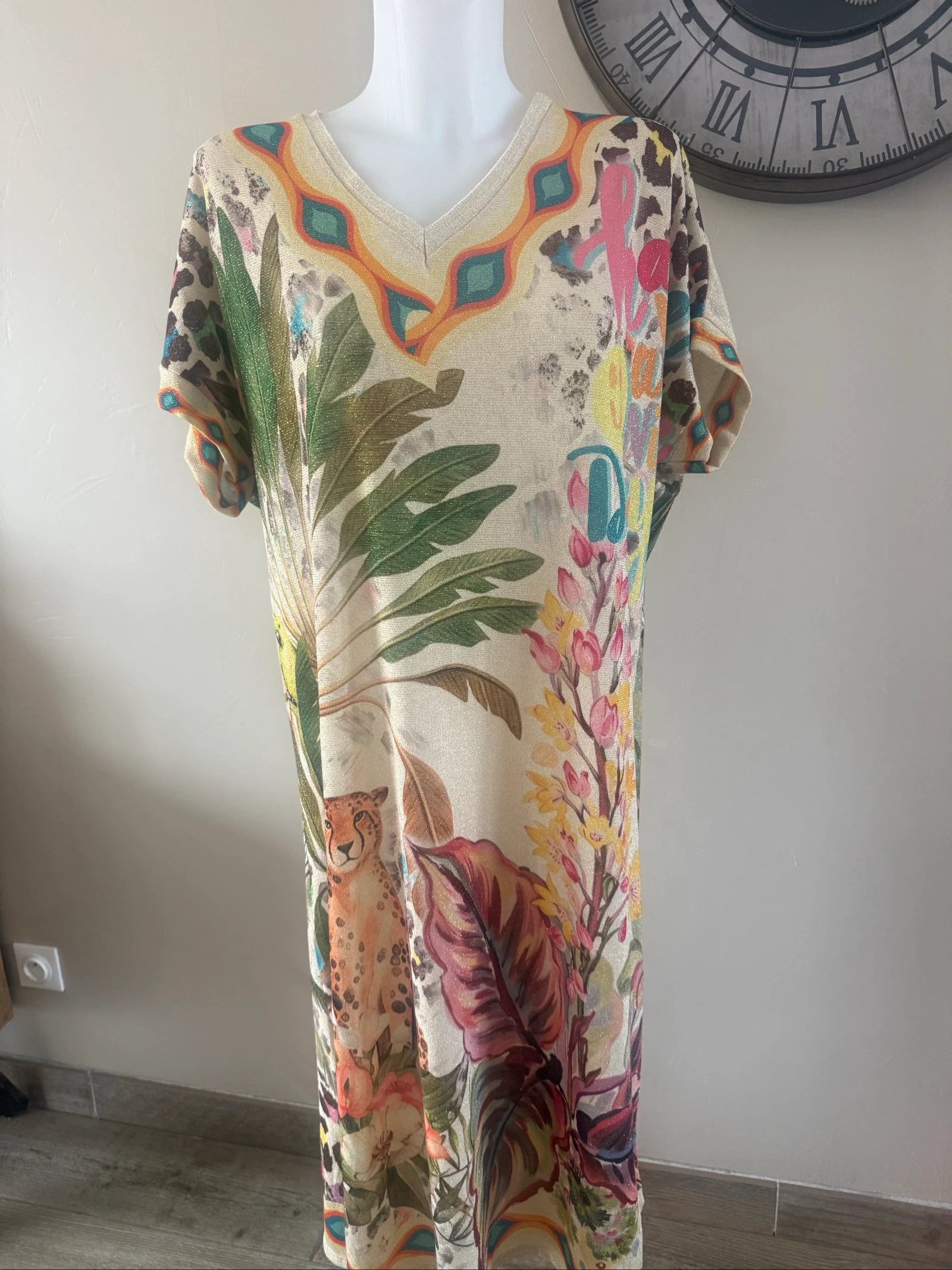 Robe tunique pailletée tendance safari chic Made in Italy – Taille unique